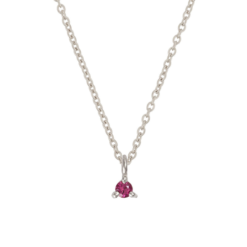 Front view of the Lucky Star Birthstone Necklace in 14k white gold, featuring a Garnet birthstone set in a star pendant.