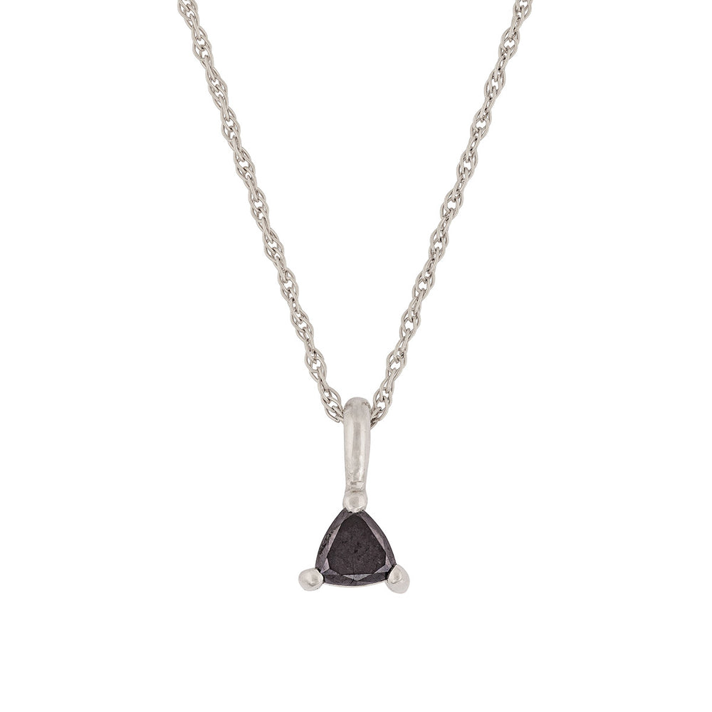 One in a Trillion Solitaire Black Diamond Necklace - 14k White Gold
