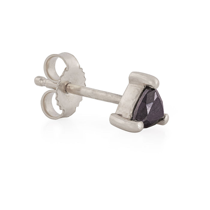 On-body shot of One in a Trillion Black Diamond Earrings - 14k White Gold