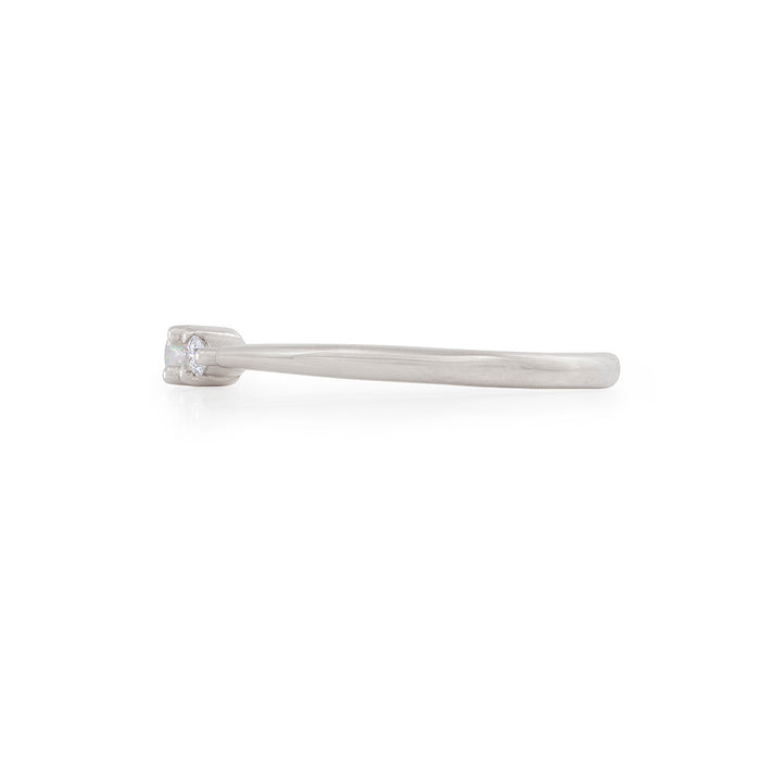 On-body shot of Daydreamer Ring - 14k Polished White Gold Marquise Opal & Diamond Ring