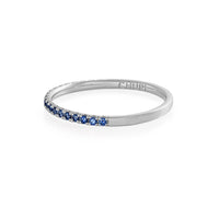 On-body shot of Today Blue Sapphire Eternity Ring - 14k Polished White Gold Half Eternity Blue Sapphire Ring