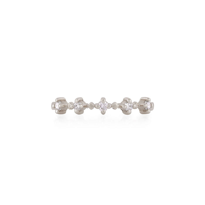 Stars in the Sky Eternity Ring - 14k White Gold Polished Band Five Diamond Eternity Ring