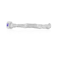 On-body shot of Sun, Moon & Stars Ring - 14k Polished White Gold Tanzanite Ring