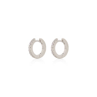 Tomorrow Eternity Huggie Earrings - 14k White Gold Diamond Earrings