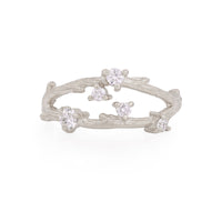 On-body shot of Whispered Dreams Lab-Grown Diamond Double Cluster Ring - 14K White Gold