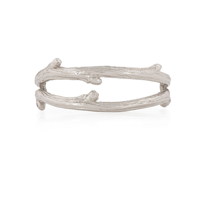 On-body shot of You & Me Hawthorn Double Twig Ring - 14k White Gold