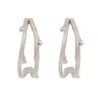 On-body shot of You & Me Hawthorn Double Twig Hoop Earrings - 14k White Gold