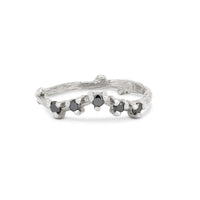Thumbnail of Crown of Sky Black Diamond Ring - 14k White Gold Twig Band