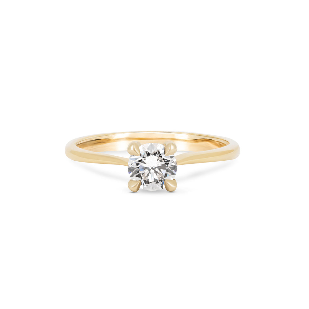 Front view of the Darling Solitaire Diamond Engagement Ring in 14k gold, featuring a 0.5ct solitaire diamond and polished band.