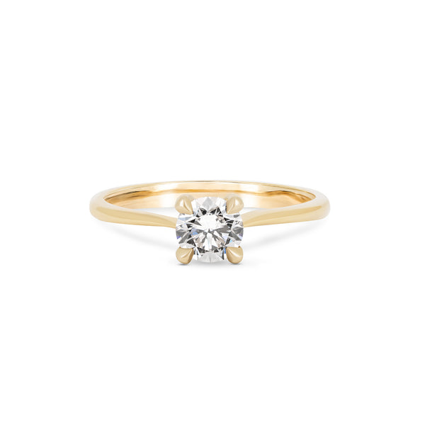 Front view of the Darling Solitaire Diamond Engagement Ring in 14k gold, featuring a 0.5ct solitaire diamond and polished band.