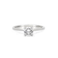 Front view of the Darling Solitaire Diamond Engagement Ring in 14k white gold, featuring a 0.5ct solitaire diamond and polished band.