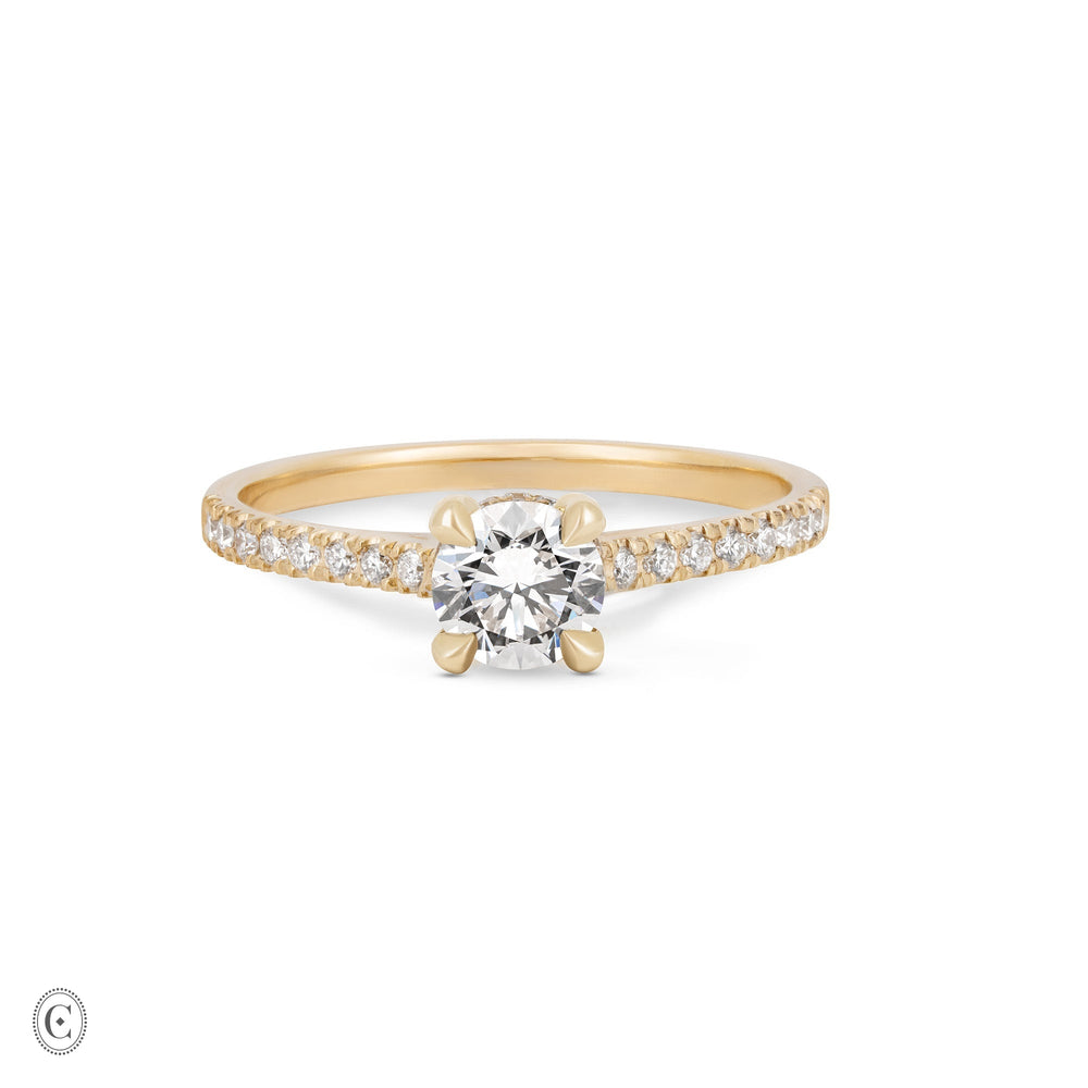 Front view of the 0.5ct Darling Eternity Solitaire Diamond Engagement Ring in 14k solid gold, featuring a solitaire diamond and an eternity-set band.