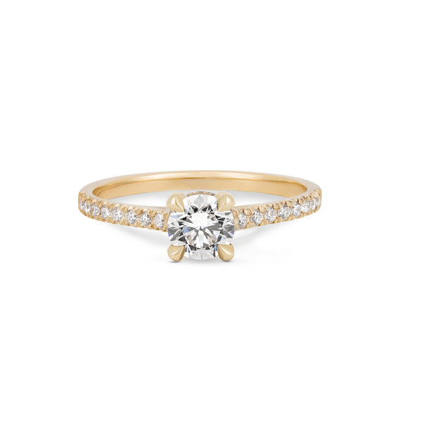 Front view of the 0.5ct Darling Eternity Solitaire Diamond Engagement Ring in 14k solid gold, featuring a solitaire diamond and an eternity-set band.