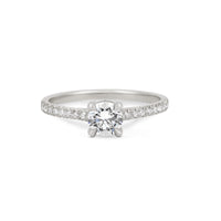 Front view of the Darling Eternity 0.5ct Solitaire Diamond Engagement Ring in 14k white gold, featuring a solitaire diamond and an eternity-set band.