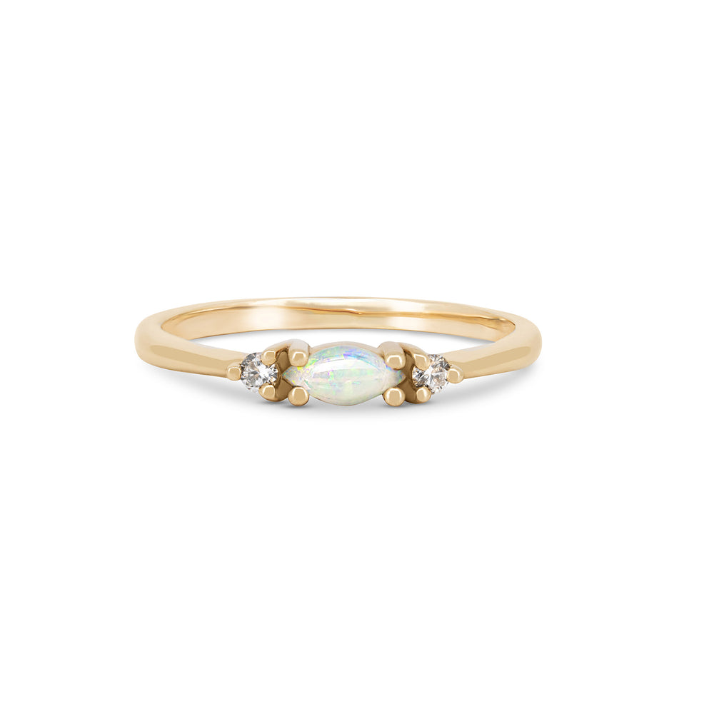 Daydreamer Ring Marquise Opal & Diamond Ring - 14k Polished Gold