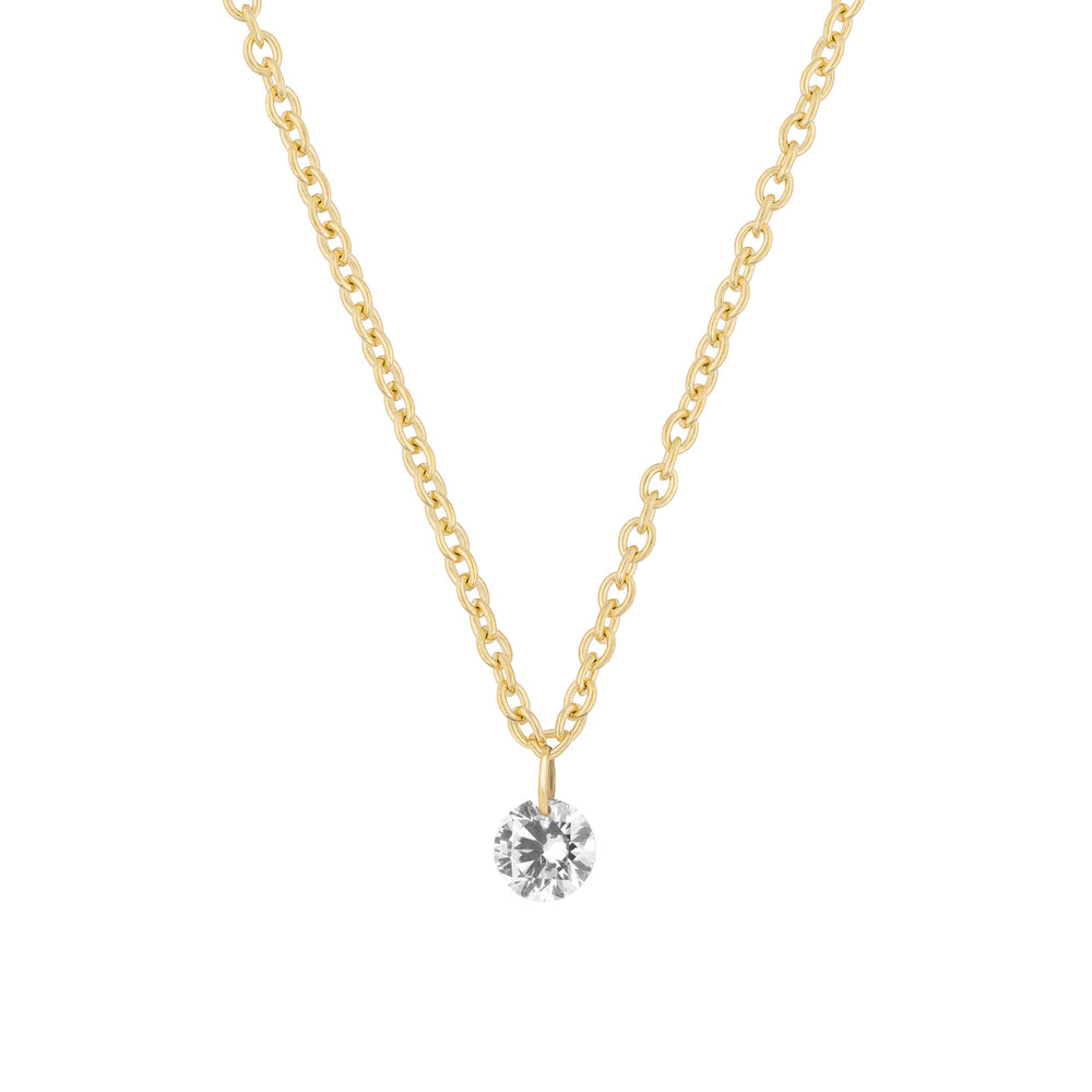 Dewdrop 0.5ct Drilled Solitaire Diamond Necklace - 14k Gold