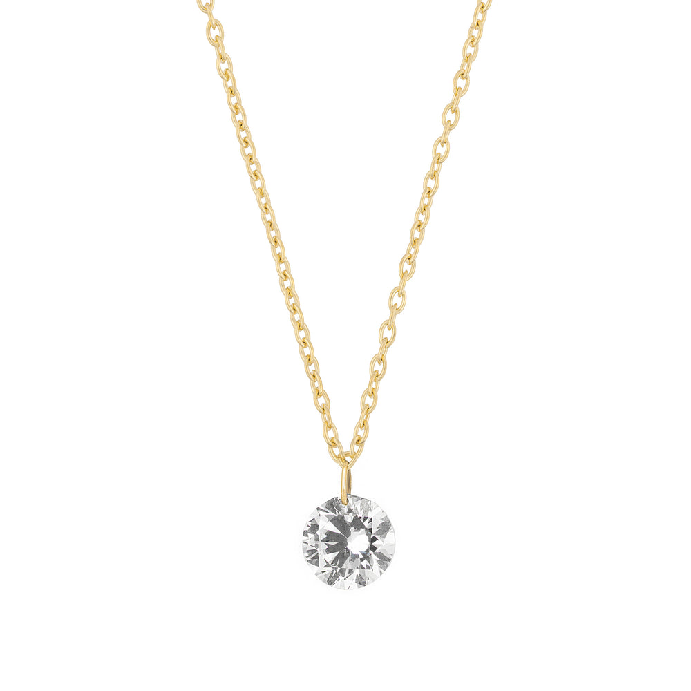 Dewdrop 0.5ct Drilled Solitaire Diamond Necklace - 14k Gold