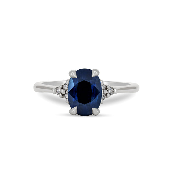 Dewlight - Blue Sapphire Engagement Ring 14k White Gold