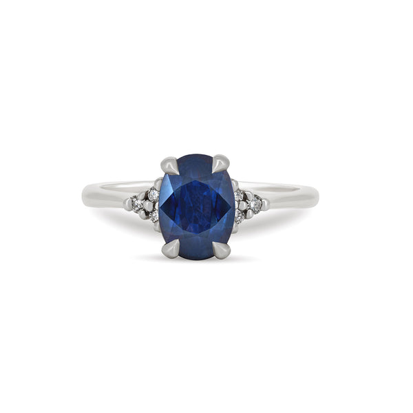Dewlight - Blue Sapphire Engagement Ring 14k White Gold