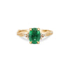 Thumbnail of Front view of the Dewlight Emerald Engagement Ring in 14k solid gold, featuring a large oval stone on a twig band.