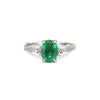 Thumbnail of Front view of the Dewlight Emerald Engagement Ring in 14k white gold, featuring a large oval stone on a twig band.