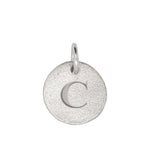 Thumbnail of Close-up of the Individual Letter Disc in 14k white gold, engraved with the letter 'C' on a polished circular pendant.