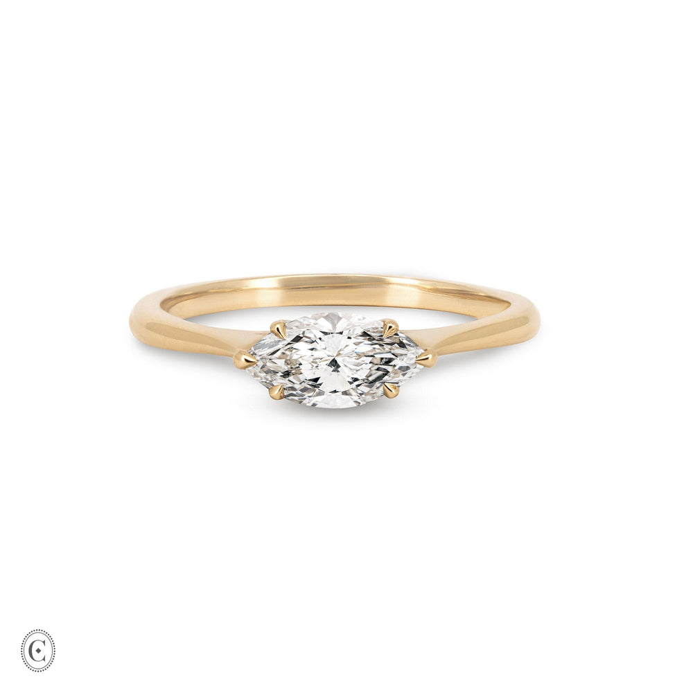 Front view of the Eternal 0.7ct Lab-Grown Marquise Diamond Engagement Ring in 14k solid gold, featuring a marquise diamond on a polished band.