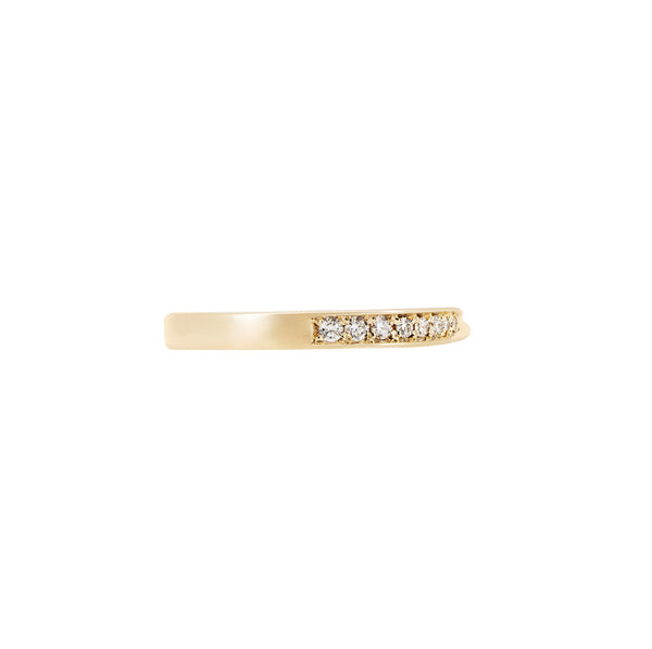 Alternative view of Side profile of the Follow Your Heart Diamond Wedding Ring in 14k gold, showcasing the textured twig band.
