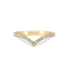 Angled view of the Future Awaits Arrow Diamond Eternity Ring in 14k solid gold, with a polished band and half eternity setting.