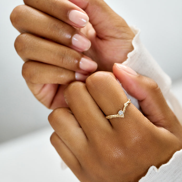 On-body shot of Hawthorn Lab-Grown Diamond Arrow Ring - 14k Gold