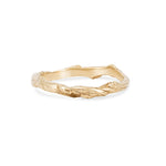 Thumbnail of Front view of the Hawthorn Twig Ring in 14k gold, featuring an intricate twig-textured band.