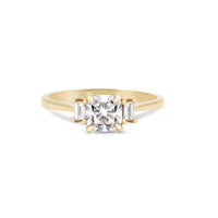 Heart's Light Three Stone Diamond Engagement Ring - 14k Gold Polished Band