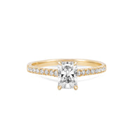 Front view of the Heritage Eternity Radiant Cut 1ct Diamond Engagement Ring in 14k gold, featuring a radiant-cut diamond with an eternity-set band.