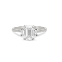 Hero - Emerald Cut Three Stone Diamond Engagement Ring 14k White Gold
