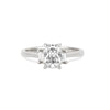 Thumbnail of Front view of the Hero Radiant Cut Three Stone Diamond Engagement Ring in 14k white gold, featuring a central 1.5ct radiant-cut diamond flanked by two smaller diamonds on a polished band.