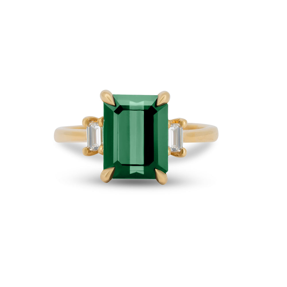 Hero Green Tourmaline Engagement Ring Chupi