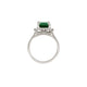 Top-down view of the Hero 1.8ct Green Tourmaline & Diamond Ring in 14k polished white gold.