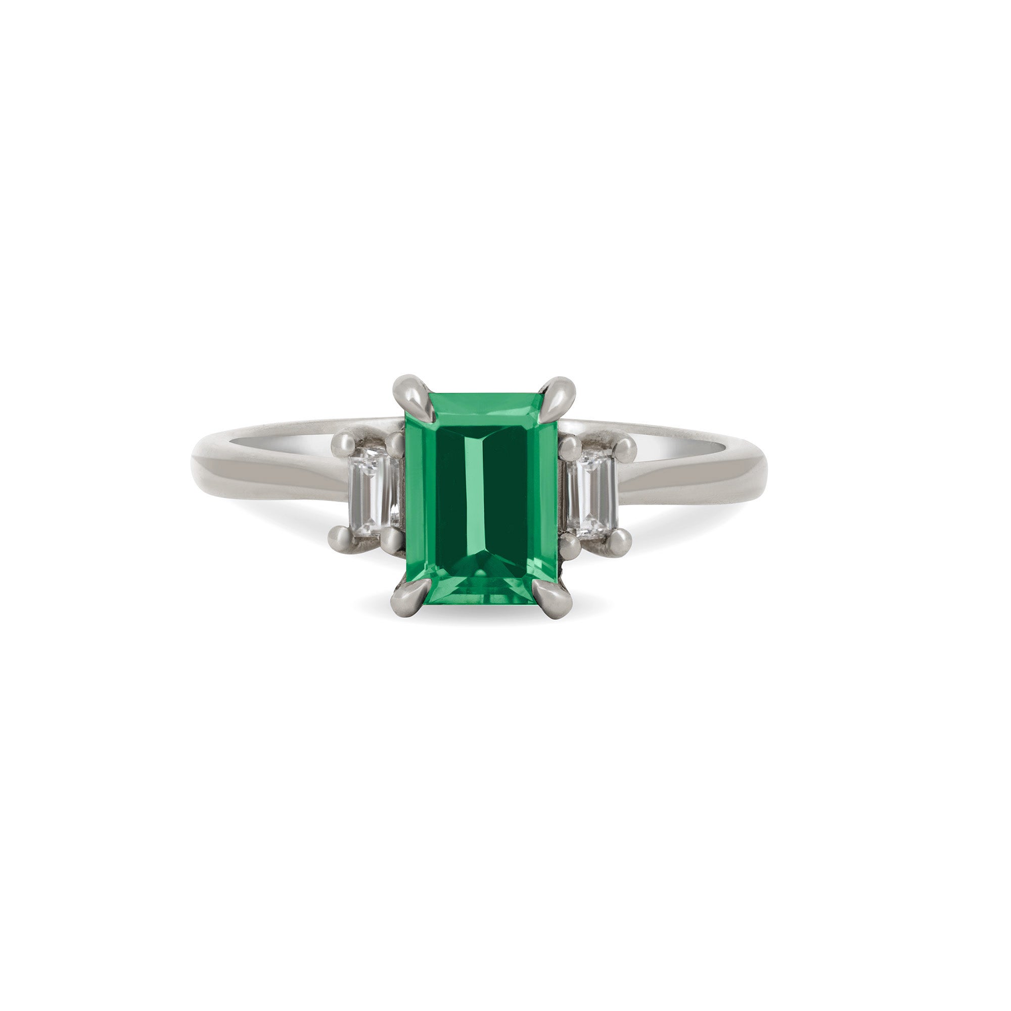 Hero 1ct Green Tourmaline Engagement Ring White Gold Chupi