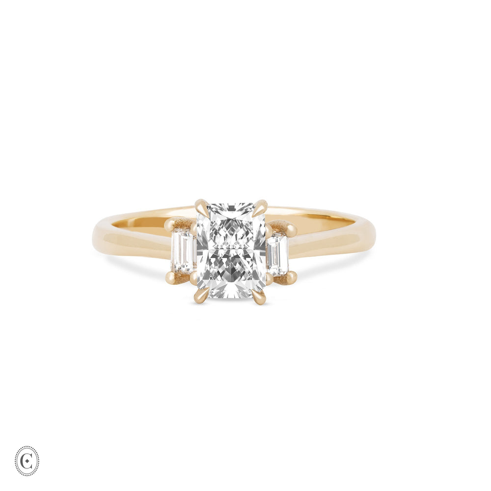 Hero - Radiant Cut Three Stone Diamond Engagement Ring 14k Gold