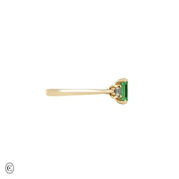 Alternative view of Hero - Emerald Cut Three Stone Green Lab Grown Diamond Engagement Ring 14k Gold