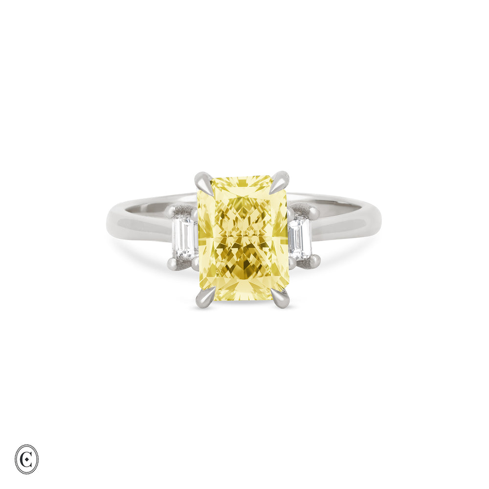 Hero - Radiant Lab Grown Yellow Diamond Engagement Ring 14k White Gold