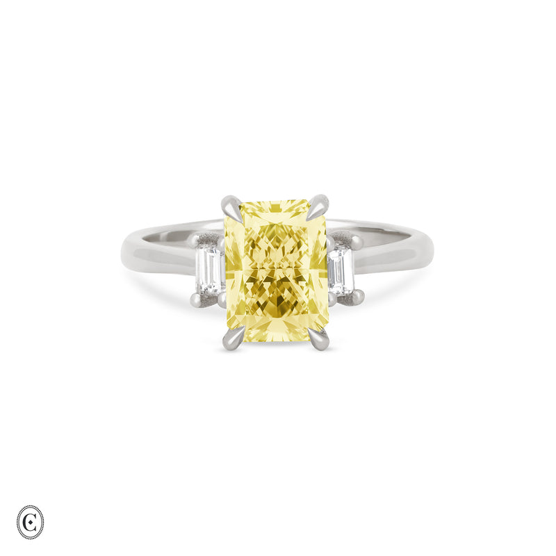 Hero - Radiant Lab Grown Yellow Diamond Engagement Ring 14k White Gold