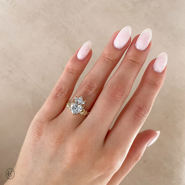 Alternative view of Claddagh 2ct Heart Cut Diamond Engagement Ring - 14k White Gold