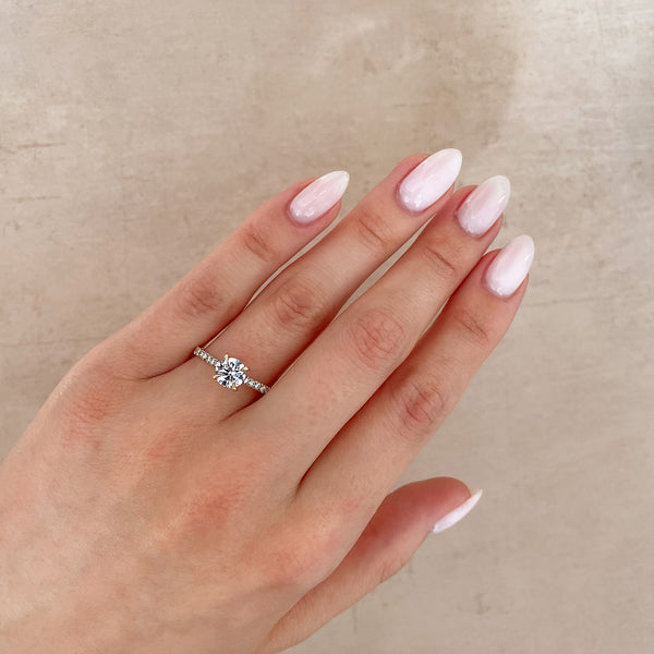 On-body view of Darling - Eternity Solitaire Diamond Engagement Ring 14k Gold