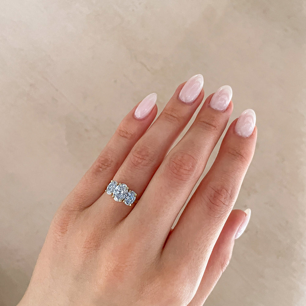 Trilogy Oval Diamond Engagement Ring White Gold Chupi