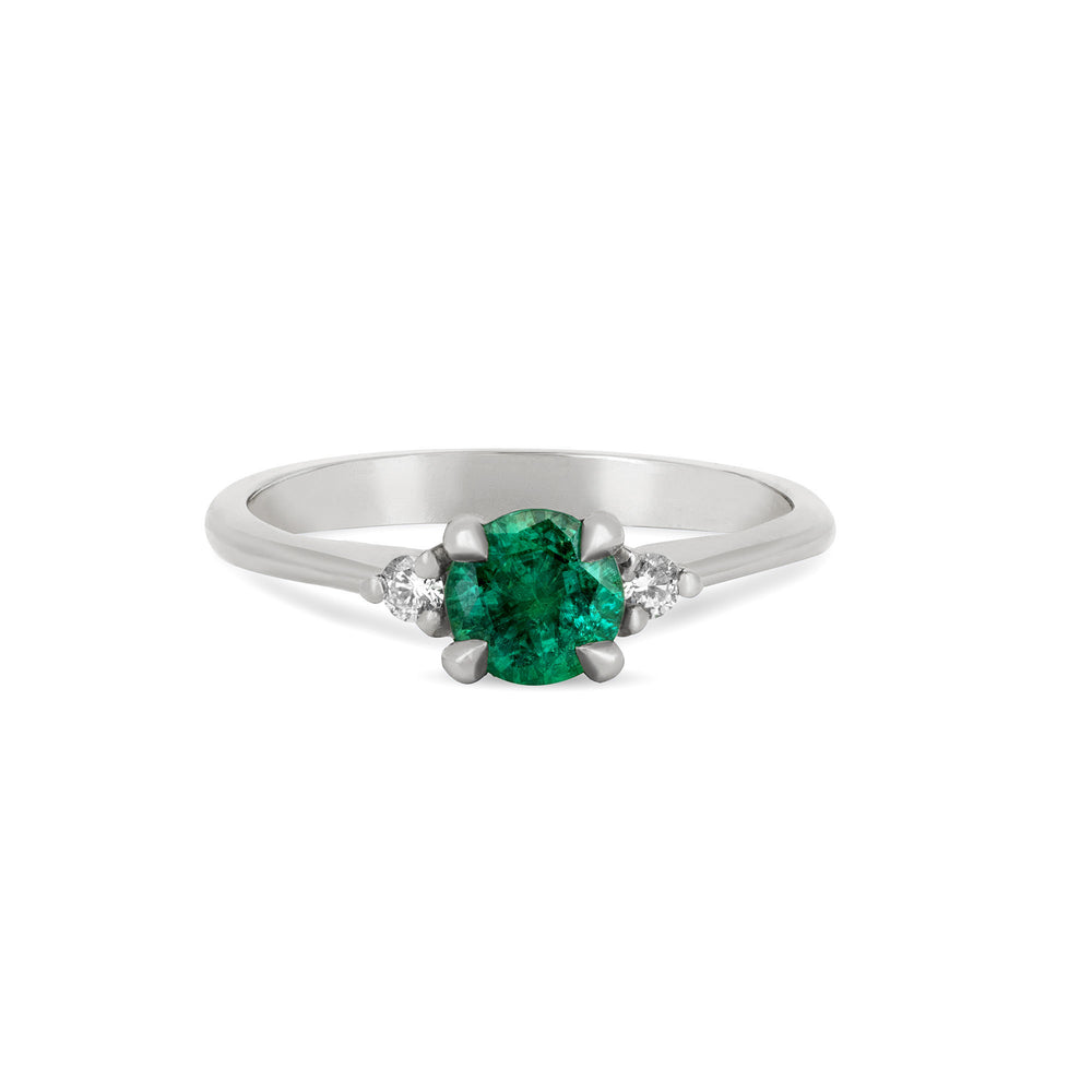 Love is All - Emerald Engagement Ring 14k White Gold