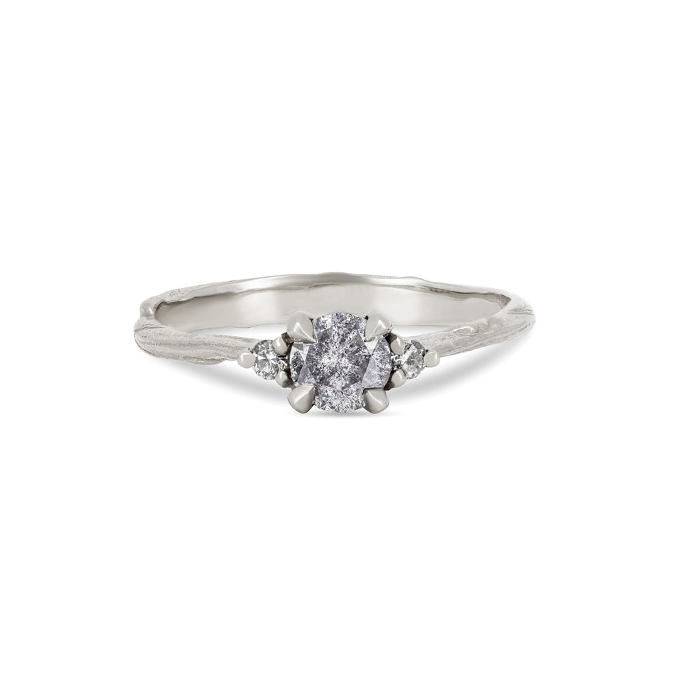 Love Is All 0.5ct Grey Diamond Engagement Ring Twig Band in White Gold Chupi