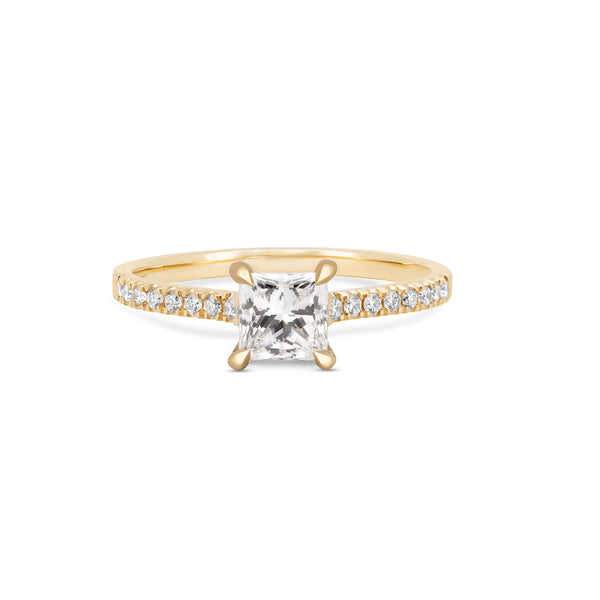 Love’s Life - Eternity Princess Cut Diamond Engagement Ring 14k Gold