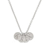 Thumbnail of Close-up of the Midi Disc Necklace in 14k white gold, showing the polished disc pendant engraved with four letters.