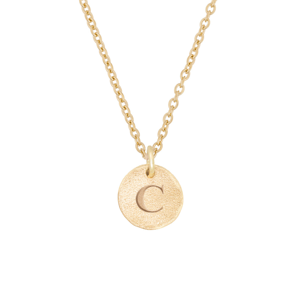 Midi Disc Necklace - 14k Gold Initial Letter - One Disc